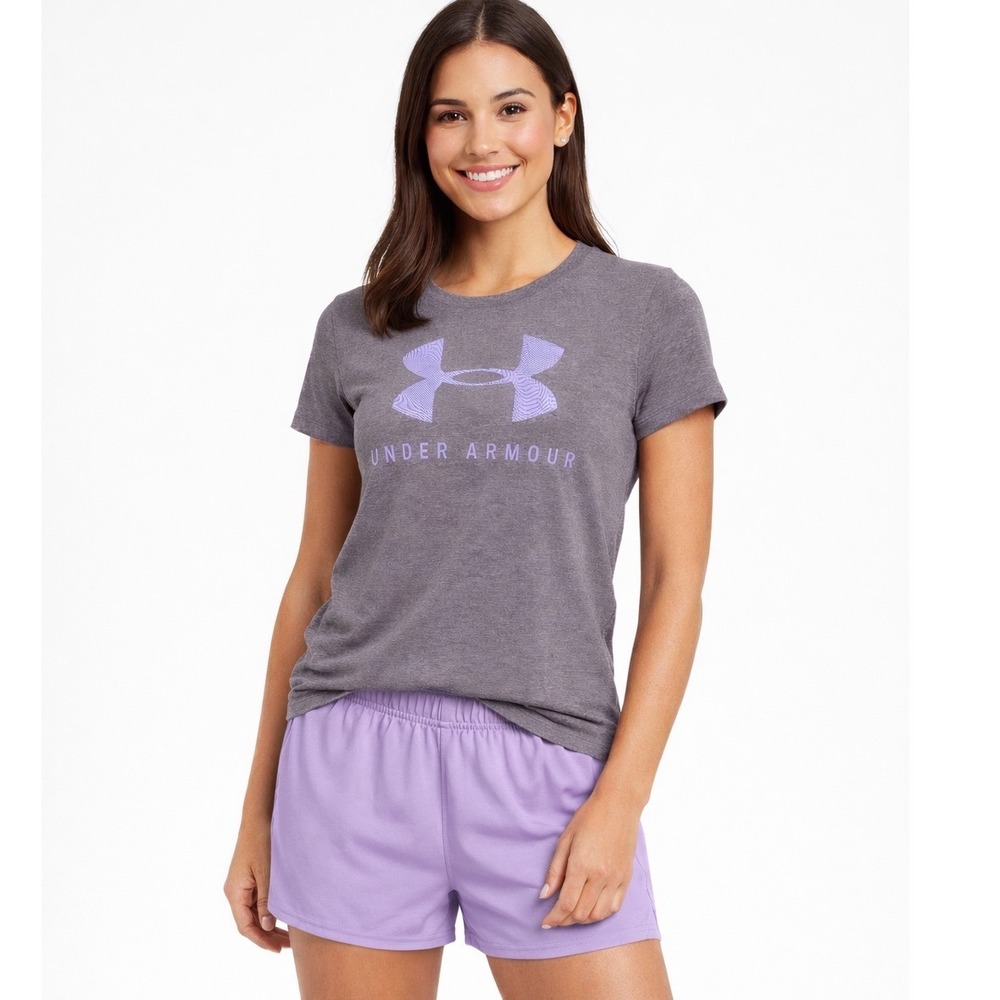 Under Armour Purple‎ Logo Classic Tee Shirt M Activewear Athleisure Gym 102-75